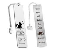 2 Pezzi Segnalibro Metallo da Personalizzare, Gattino Segnalibro Acciaio Inox con Ciondolo, Bookmark Regalo per Amanti dei Libri Studenti Bambini Insegnanti e Amici da Leggere