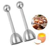 2 pezzi Separatore di Gusci D'uovo,Apriuova con Testa D'uovo Rompi Guscio Uova in Acciaio Inossidabile,Topper a Guscio D'uovo,Cucina Utensili, per Colazione,Uova Sode O Alla Coque(Argento, 13cm*3.8cm)