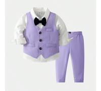 2 pezzi Set abbigliamento da gentiluomo per bambino: Gilet e pantaloni viola, adatto per feste di compleanno, matrimoni, esibizioni di coro e altre occasioni 6-9M,9-12M,12-18M,18-24M,2-3YBlocchi di co