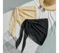 2 pezzi/set Abito copri-costume da spiaggia asimmetrico in rete di colore unito per l'estate Tagli UnicaColore unicoChiffon