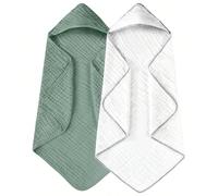 2 pezzi/set Accappatoio con cappuccio per bambini, asciugamano morbido e assorbente, adatto per neonati e bambini, dimensioni grandi 31x31 pollici, articoli essenziali per la vita quotidiana del bambi