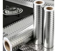 2 pezzi/Set Alluminio Autoadesivo Pesante per Cucina - Impermeabile, Resistente all'Olio e al Calore. Presenta una Superficie Facile da Pulire e Agisce come un Efficace Adesivo Anti-Schizzi d'Olio. Ad