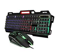 2 Pezzi Set Arcobaleno Retroilluminato Cablato Gaming Tastiera Mouse Combo LED USB Wired Tastiera Mouse Combo
