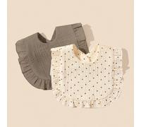 2 pezzi/set bavette per bambini con bordo arricciato, morbide e traspiranti Tagli UnicaGeometricoTessuto