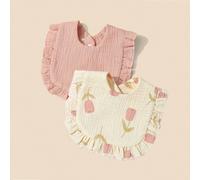 2 pezzi/set bavette per bambini con bordo in pizzo floreale, morbide e traspiranti Tagli UnicaGraficoTessuto