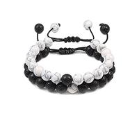 2 Pezzi/Set Bead Bracciale in Perline Coppia Bracciale Signore Uomini Amici Regalo Regalo (Colore Metallico: Lava -a)