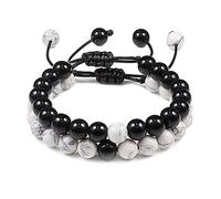 2 Pezzi/Set Bead Bracciale in Perline Coppia Bracciale Signore Uomini Amici Regalo Regalo (Colore Metallico: -a-a)