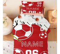 2 pezzi Set biancheria da letto personalizzato con elementi di calcio, stampa reversibile (1 federa stampata su un lato + 1 copripiumino stampato su due lati), set biancheria da letto 3D a stampa reve