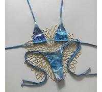 2 pezzi/set Bikini con stampa pelle di serpente, top a triangolo con collo ad aletta e slip brasiliano con lacci ai lati, costume da bagno sexy, set di costumi da bagno primaverili/estivi per donna co