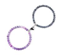 2 pezzi/set braccialetti con ciondolo magnetico a forma di cuore romantico 6 8MM in pietra stagionata coppia gioielli fatti a mano Strench(6mmstyle 25)