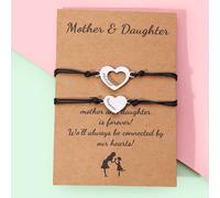 2 pezzi/Set Braccialetti coordinati Madre & Figlia, Materiale in acciaio inossidabile, Braccialetto intrecciato con decorazione a cuore argento, Regalo per la mamma Tagli UnicaAcciaio inossidabile