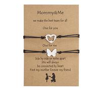 2 Pezzi/Set Braccialetto con ciondoli Famiglia Sorellanza Coppie Bracciale in Acciaio Inossidabile con Cuore Fortunato per la Festa della Mamma Fatto a Mano Attractive And Professional