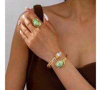 2 pezzi/set Braccialetto e anello con perle asimmetrici in stile europeo e americano, regalo romantico ed elegante alla moda per le donne, adatto per uso quotidiano, vacanze, feste e festival Tagli Un