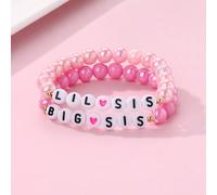 2 Pezzi/set Braccialetto Elastico Con Perline In Acrilico Colorato Con Lettere Inglesi Big Sis Lil Sis. Adatto Per Sorelle Da Indossare Durante Il Compleanno. Tagli UnicaLetterePMMA