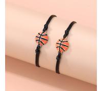 2 Pezzi/set Braccialetto Intrecciato In Cera Nera Tematizzato A Tema Basket Per Ragazzi Con Perline In Lega Di Zinco, Adatto Per L'uso Quotidiano; Un Ottimo Regalo Per Gli Amici Tagli UnicaHalloweenLe