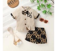2 pezzi/Set Camicia da gentiluomo casual alla moda carina morbida e confortevole con stampa lettera "BOY" e pantaloncini sportivi, abbigliamento per neonato maschio, abbigliamento per bambino piccolo,