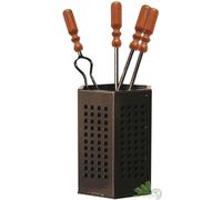 2 PEZZI SET CAMINO 4 ATTREZZI ATTREZZATURE CAMINETTO FERRO BATTUTO 18x50h CM