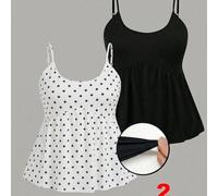 2 pezzi/set Canotte semplici per l'estate per donne taglia comoda, top estivi da donna, top carini estivi per signore, top casual di ultima per donne, nuovi arrivi di top estivi per donne 0XL,1XL,2XL,