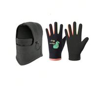 2 Pezzi Set Cappello Antivento per Collo per Bambini, Cappello Balaclava in Pile Polare per Bambini, Cappello da Sci per Bambini e Guanti Sportivi a Forma di Dinosauro per Bambini 6-8 anniPoliestere