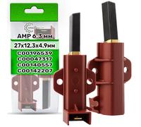 2 Pezzi Set Carboncini per Lavatrice 27 x 12,3 x 4,9 mm con AMP 6,3 mm con Codice Originale C00047317 C00090612 C00140557 per Indesit per Philips per Whirlpool - MADE IN FRANCE - ONIX TECH