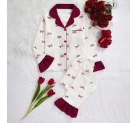 2 pezzi/set Cardigan a maniche lunghe e pantaloni con stampa farfalla per ragazze, set casual e comodo per la casa 8Y,9Y,10Y,11Y,12Y,13YPianteTessuto intrecciato