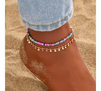 2 pezzi/set Cavigliera con perle stile vacanza al mare (evitare il contatto con l'acqua) Tagli Unicavetro,Rame