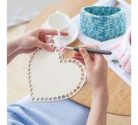 2 pezzi/Set Cesto di vimini intrecciato a forma di cuore naturale, base in legno per lavoretti a uncinetto e artigianato 2 pezzi di diametro 10 cm, spessore 4 mm,2 pezzi di diametro 15 cm,2 pezzi di d