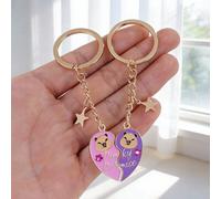 2 pezzi/set Ciondolo portachiavi a forma di cuore con simpatici capibara, unicorni e gatti in lega, regalo di compleanno e festività per gli amici Tagli UnicaFumetto,Blocchi di colore,LettereLega di z