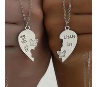 2 Pezzi/set Collana Ciondolo A Forma Di Cuore Alla Moda E Carina Con Significato Commemorativo, Perfetta Per Le Sorelle Da Indossare Insieme Come Promemoria Del Loro Legame O Per Le Migliori Amiche Co