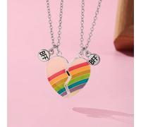 2 pezzi/set Collana con ciondolo a forma di cuore magnetico a goccia di olio smaltato dai colori arcobaleno orgogliosi, adatta per uso quotidiano e festival, per bambini alla moda Tagli UnicaBlocchi d