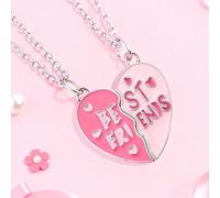 2 pezzi/Set Collana con pendente a goccia d'olio a forma di cuore rosa per ragazze, adatta per sorelle, collana dell'amicizia, regalo ideale per migliori amiche, per uso quotidiano Tagli UnicaLettereA