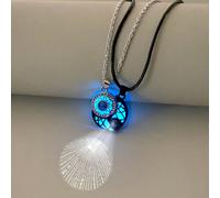 2 pezzi/set Collana luminosa per coppia con proiezione di stella e luna che brillano al buio, pendente in acciaio inossidabile, gioielli casual per coppia adatti come regalo di San Valentino Tagli Uni
