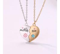 2 pezzi / set Collana magnetica in lega di zinco a tema sole e stella, per mamma e figlio, regalo per la festa della mamma, con stampa di lettere inglesi, placcato nichel Tagli UnicaLettereLega di zin