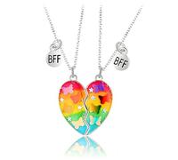 2 Pezzi Set Collana Pendente Amicizia Best Friends BFF Cuore Viola per Ragazze - Regalo di Compleanno per Migliori Amici