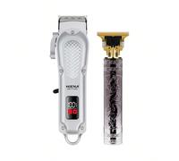 2 pezzi/Set Combo Taglio e Rifinitura Capelli da Uomo, Lama T9, Tosaerba Elettrico con Display Digitale, Kit di Attrezzi Integrato, Adatto per Uso Domestico (Tosaerba Singolo Disponibile Anche) 2 pezz