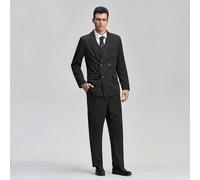 2 pezzi Set Completo da Uomo, Giacca Doppiopetto a Righe Verticali e Pantaloni, Adatto per Affari, Matrimoni, Feste, Banchetti, Occasioni Formali, Abito Stile Old Money con Blazer e Pantaloni Eleganti