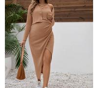 2 pezzi Set composto da cardigan casual da maternità e gonna con vita elastica e spacco L,M,S,XL,XS,XXL,XXS,XXXL,XXXXLTessuto in maglia