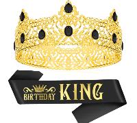 2 pezzi/set Corona e fascia del re per il compleanno, corona d' per uomo, decorazione per feste, regalo per il compleanno, corona da re per concorsi, per Natale, matrimonio, addio al celibato, festa i