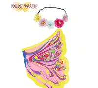 2 pezzi/Set Costume da Principessa, Incluso Corona di Fiori Colorata e Ali di Farfalla, Perfetto come Regalo di Amicizia per Principesse, Outfit per Vacanze, Ognissanti, Feste di Compleanno e Altro Gr