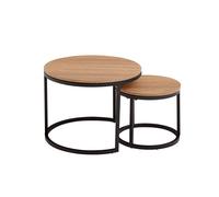 2 pezzi/set creativo rotondo nordico tavolino in legno letto divano tavolino tè frutta snack servizio piccola scrivania mobili da soggiorno Light Oak