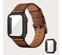 2 pezzi/set Custodia protettiva in materiale duro in PC con protezione schermo in vetro temperato, compatibile con Ultra2 1 Series 9 8 7 6 5 4 3 2 1 Smartwatch, cinturino in pelle vintage per uomo e d