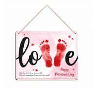 2 pezzi/Set - Decorazioni a forma di cuore per l'impronta del piede del bambino per il primo San Valentino del bambino, un ricordo commovente, dedicato al primo San Valentino del bambino. Fatto a mano