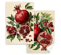 2 pezzi Set di asciugamani da cucina a tema melograno - Asciugamani in microfibra per asciugare i piatti, cucinare e cuocere al forno - Panni da cucina dal design moderno, lavabili in lavatrice, assor