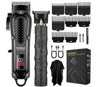 2 pezzi set di bellezza per uomo HIENA, tosatore di capelli e barba ricaricabile USB, set perfetto per il taglio a casa, l'acconcio e la rasatura, il regalo ideale HYN-212+Panlong neroABS