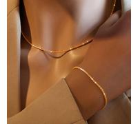 2 pezzi Set di braccialetto e collana elegante e minimalista con catena e decorazioni a stelle, versatile per uso casual e da festa per le donne Tagli UnicaRame