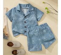 2 pezzi Set di camicia a maniche corte e pantaloncini per bambino/neonato 0-3 anni, stile casual ed elegante, motivo tropicale carino, adatto per la stagione primaverile/estiva 6-9M,9-12M,12-18M,18-24