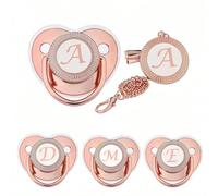 2 pezzi Set di ciucci di lusso in silicone color oro rosa, ciuccio neonato con molletta ciuccio oro rosa, giocattoli da dentizione per neonati molto venduti, ciuccio per neonati con catena, regalo per