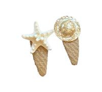 2 pezzi set di clip per capelli a tema spiaggia, stelle marine e cappello di paglia accessori per capelli per le donne, mollette per capelli per le vacanze estive