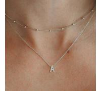 2 pezzi Set di collane con ciondolo in acciaio inossidabile elegante con 26 lettere, collana con iniziale L,M,S,H,A,T,O,X,B,C,D,E,F,G,I,J,K,N,P,Q,R,U,V,W,Y,ZAcciaio inossidabile