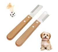 2 Pezzi Set di Cura per Animali mit Pallina Elastico Piume, Coltelli di Depilazione in Acciaio Inossidabile Trimmer Strumento Sicuro per Rimuovere Pelo per cagnolino bassotto pelo fine Cani Gatti